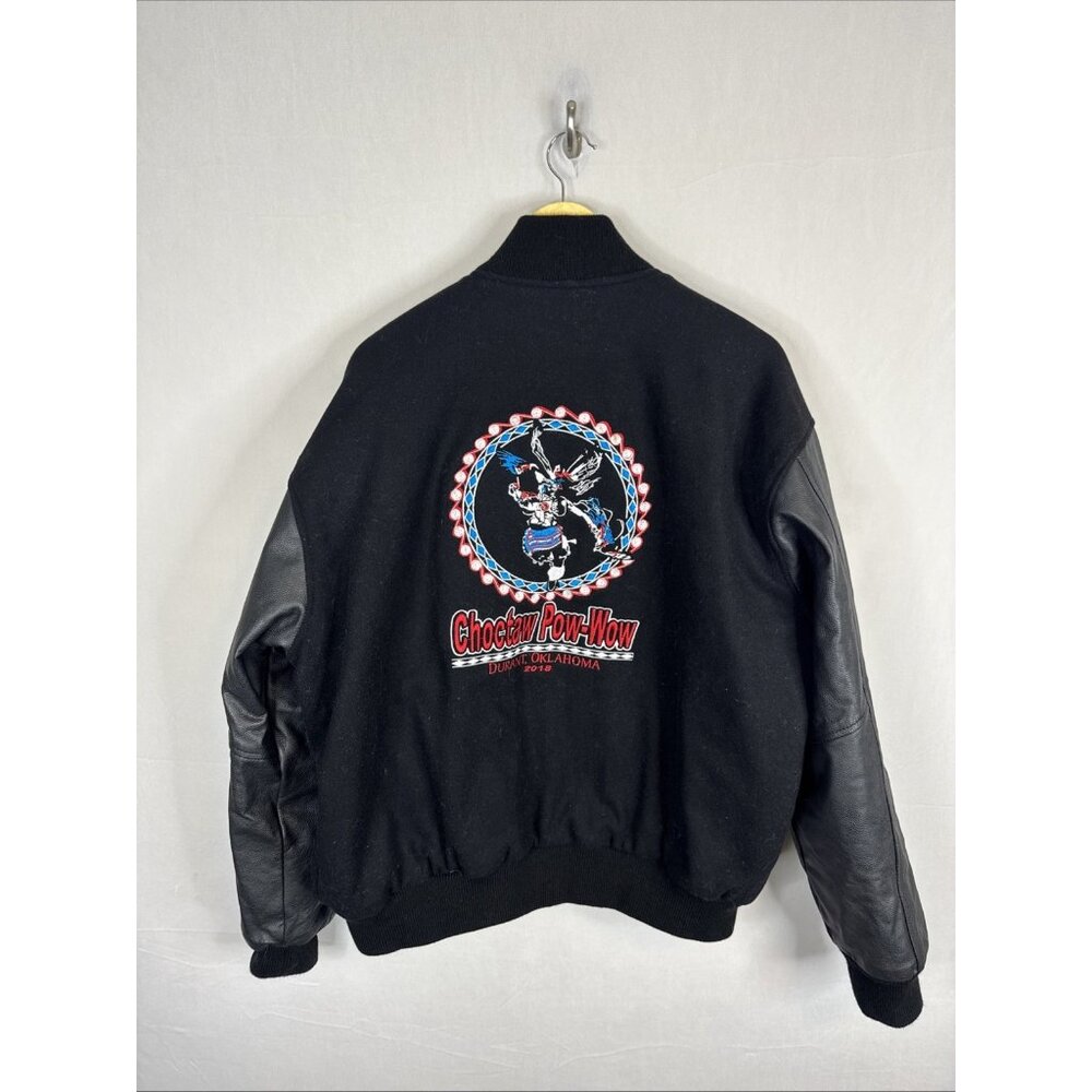 Choctaw Pow-Wow Champion Men L Wool Leather Bomber Jacket 2018 Dorant Oklahoma